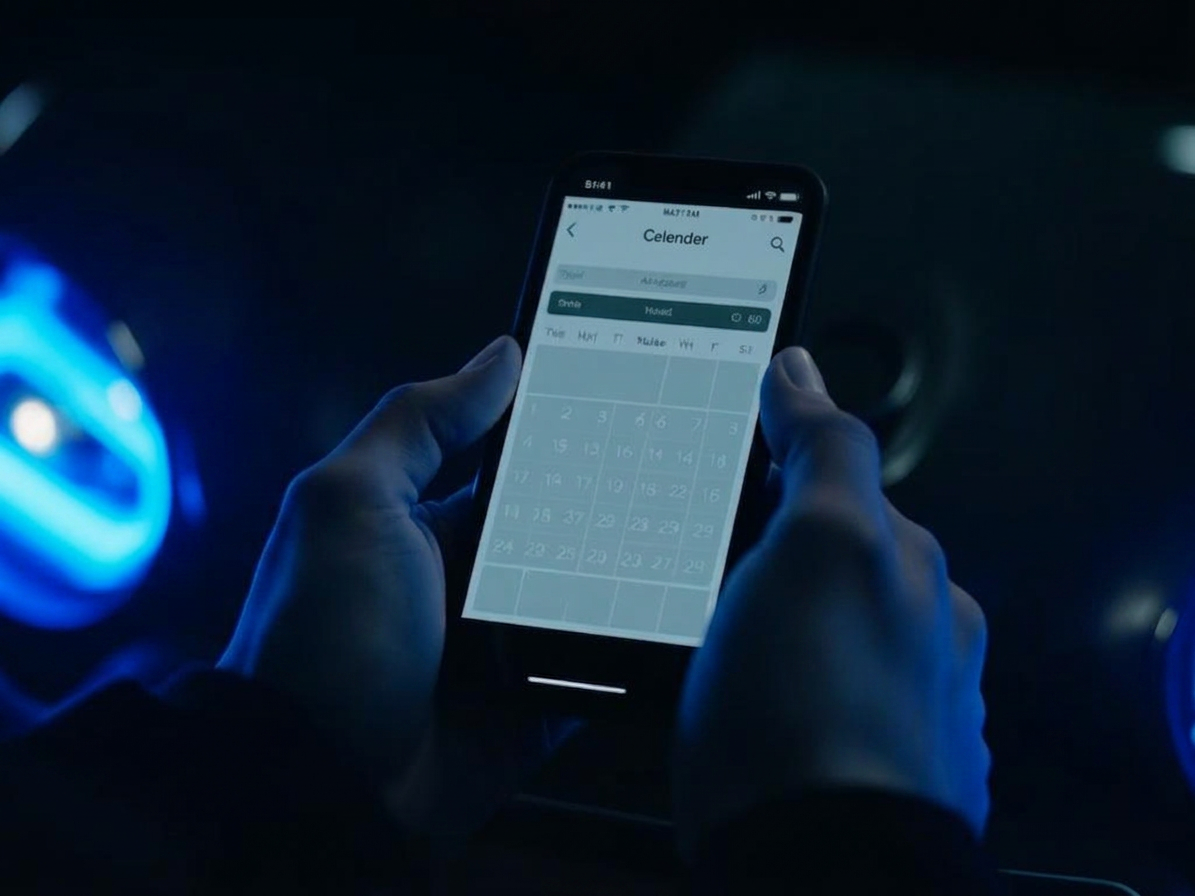 Phone showing online booking calendar